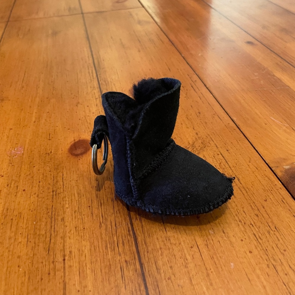 Mini Australia Luxe Collection Black Shearling Boot Keychain